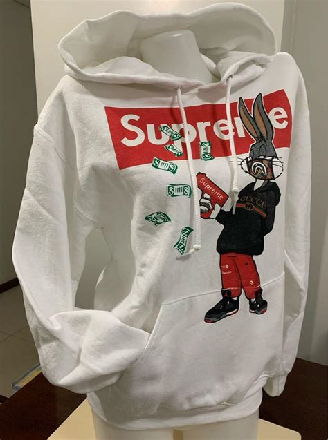 bugs rabbit supreme and gucci mashup hoodies